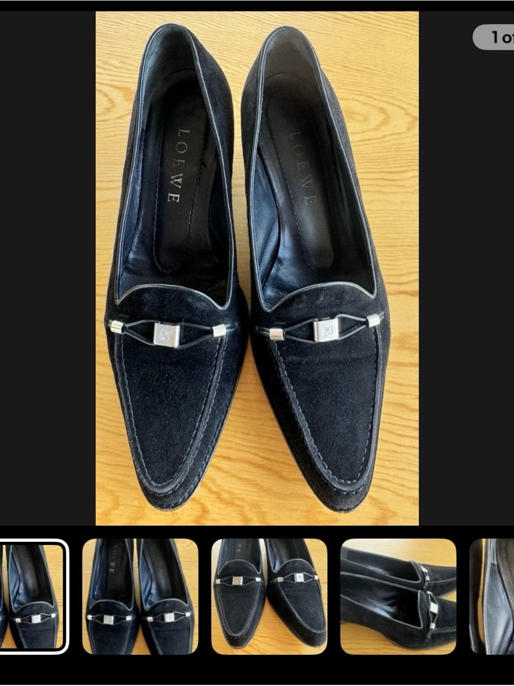LOEWE Black Suede Heels 7.5 USA with Silver Hardware (37.5 EU)